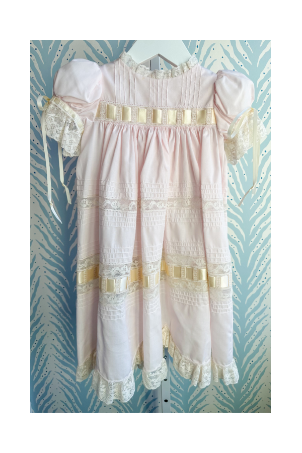 Heirloom Dress - Light Pink with Ecru Lace