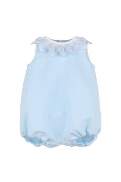 Chic Embroidered Ruffle Bubble Blue