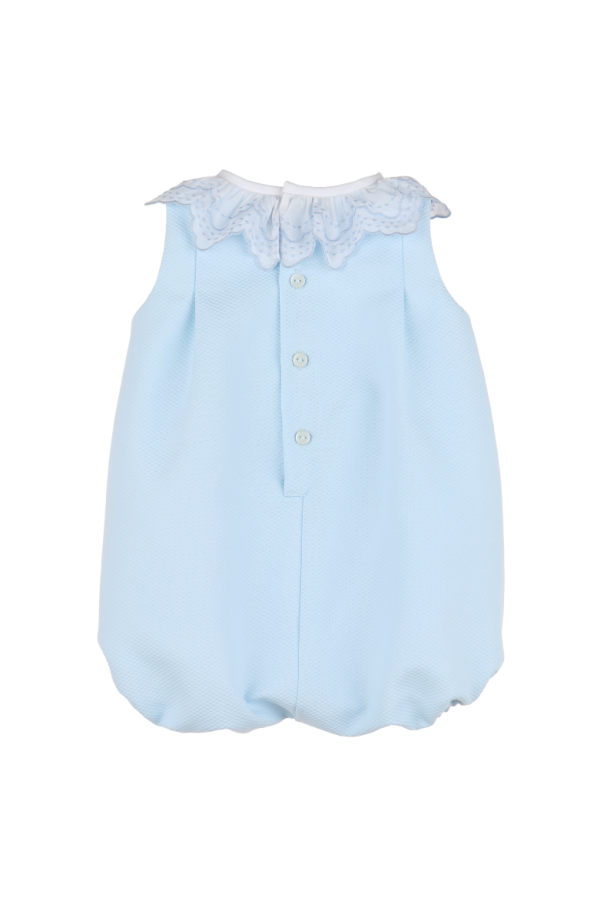 Chic Embroidered Ruffle Bubble Blue