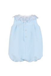 Chic Embroidered Ruffle Bubble Blue