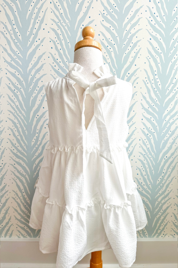 Natty White Stripe Sleeveless Tier Dress