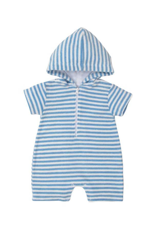 Cabana Stripe Blue Terry Romper