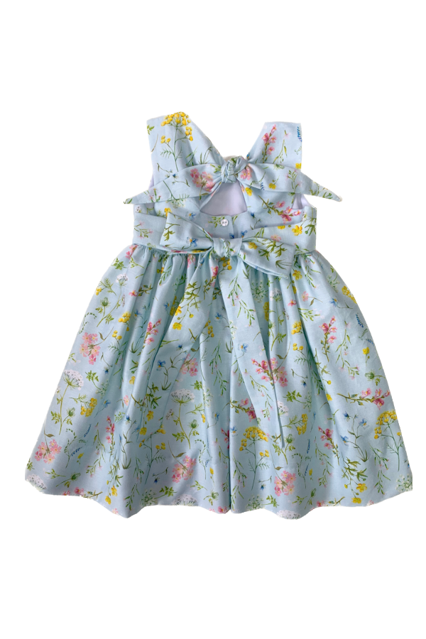 Sara Flowery Spring Dress with Knot on Back