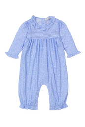 Fall Flower Patch Smocked Blue Playsuit