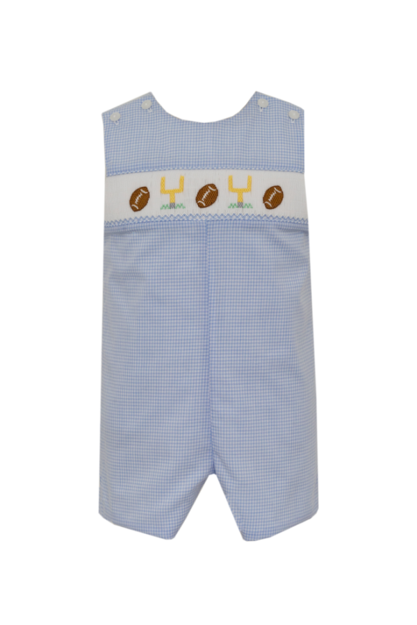 Football Blue Gingham Smocked Shortall