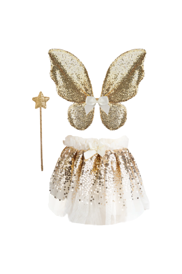 Gracious Gold Sequins Skirt, Wings and Wand