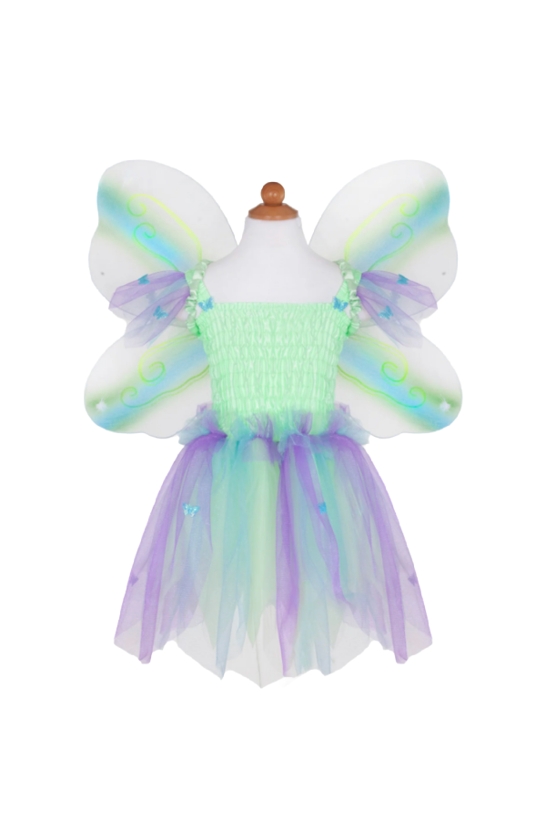 Butterfly Dress with Wings and Wand Green Multi