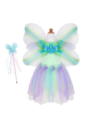 Butterfly Dress with Wings and Wand Green Multi