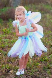 Butterfly Dress with Wings and Wand Green Multi