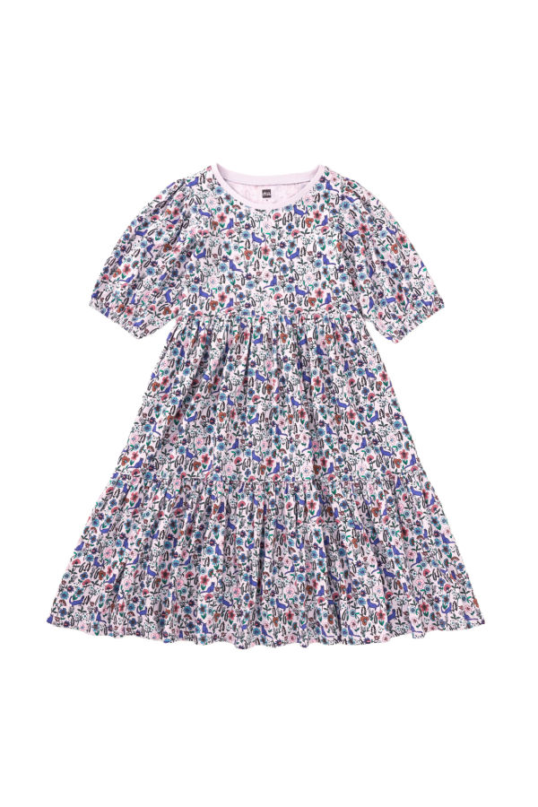 Flowy Tiered Midi Dress Kitty Ditsy