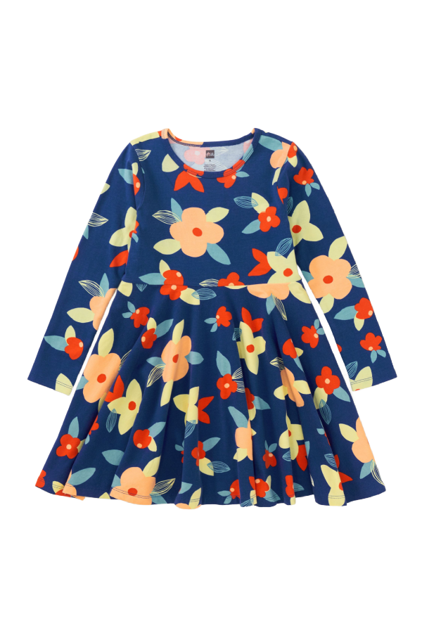 Long Sleeve Twirl Dress Turkish Coastal Floral – The Frilly Frog