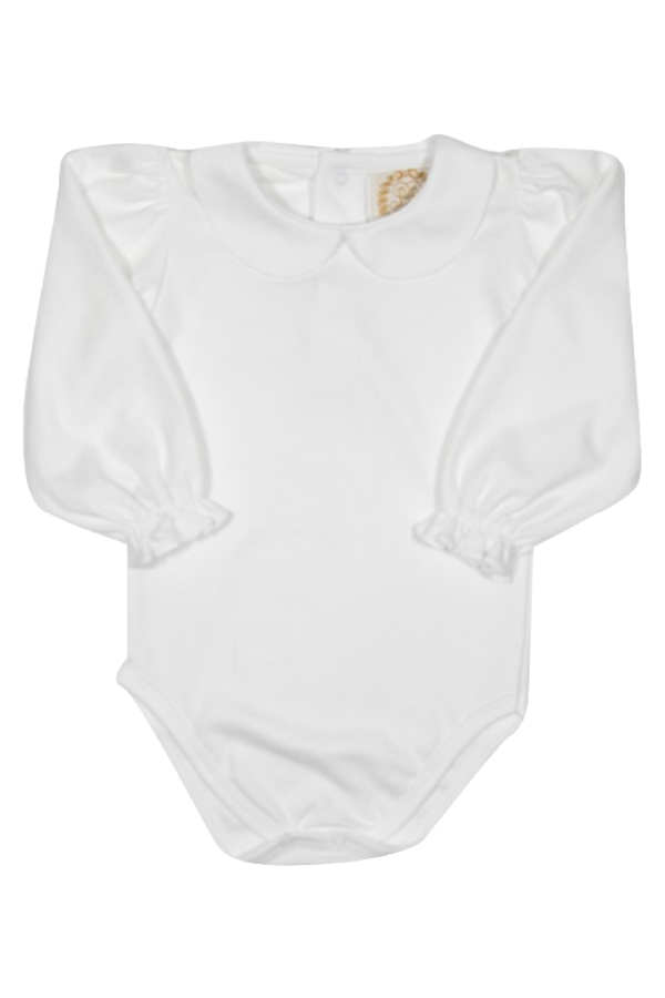 Maude's Peter Pan Collar Pima Long Sleeve Worth Avenue White Onesie