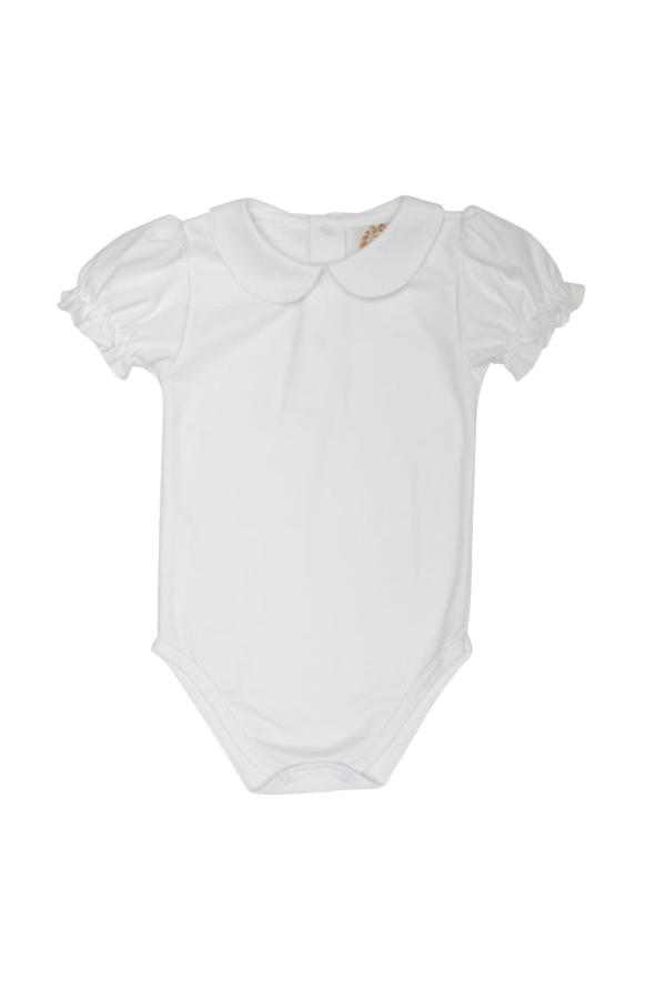 Maude's Peter Pan Collar Short Sleeve Onesie - White (Knit)