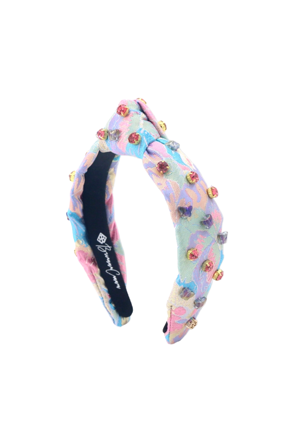 Child Size Pink and Blue Butterfly Brocade Headband