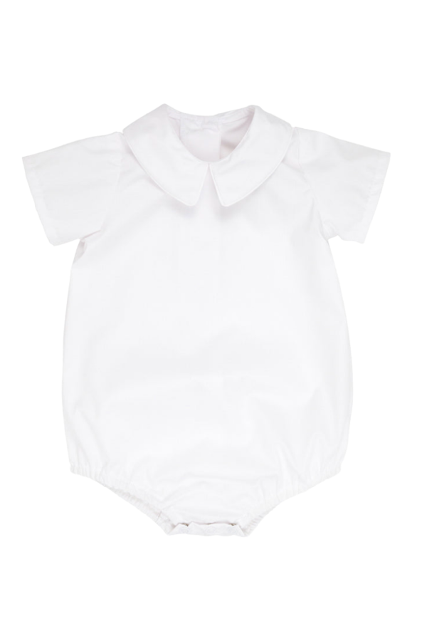 Peter Pan Collar Woven Shirt Short Sleeve Onesie Worth Avenue White