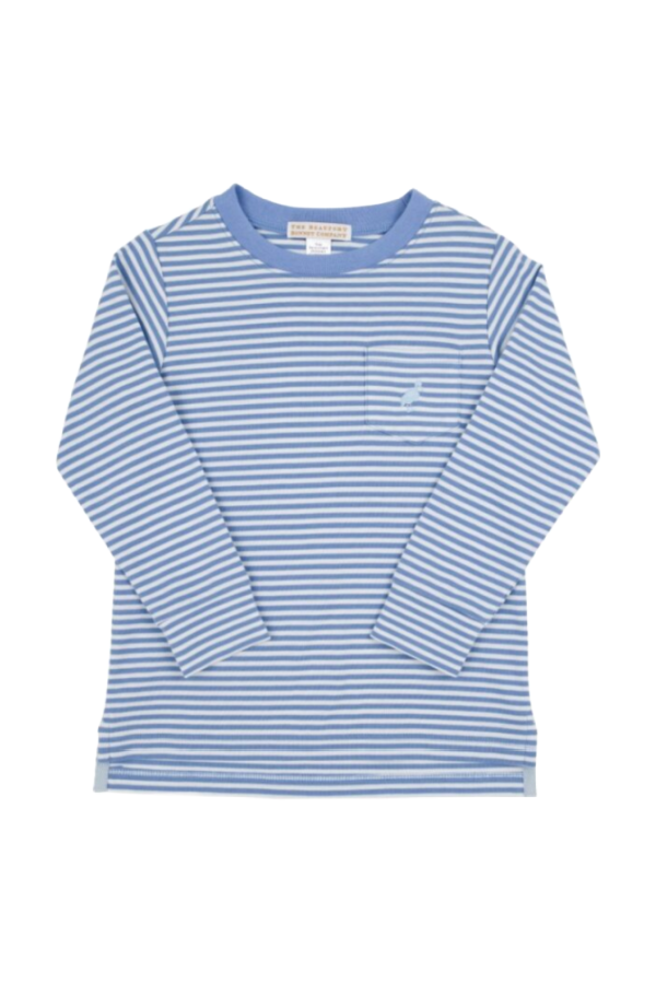 Long Sleeve Carter Crewneck Barbados Blue Stripe Buckhead Blue