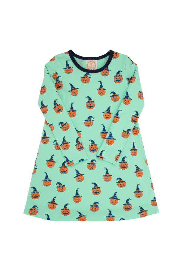 Long Sleeve Polly Play Dress Olde Jolly Jack O'Lantern Normal Weight