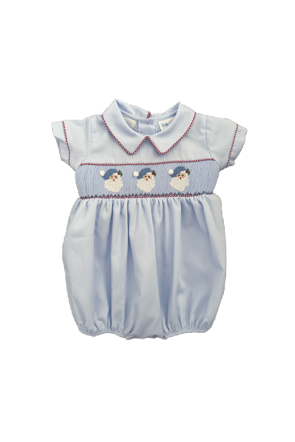 Noah Blue Smocked Santa Bubble