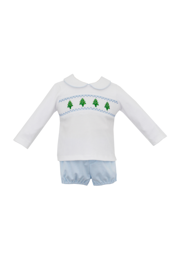 Tree Smocked Knit Diaper Set