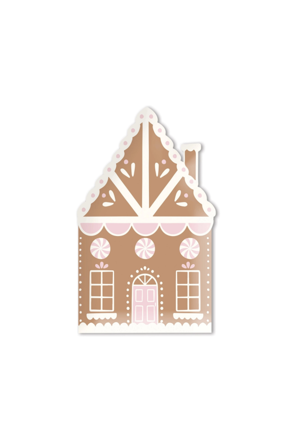 Gingerbread House Shaped Plates in Pink