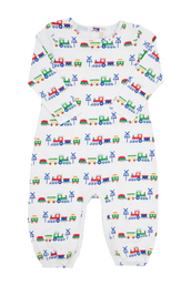 Long Sleeve Patton Play Romper Chatham Choo Choo Rockefeller Royal