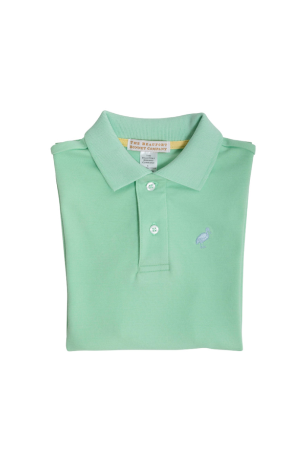 Prim and Proper Polo Short Sleeve Grace Bay Green with Buckhead Blue Stork