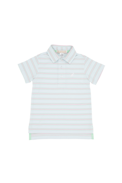 Prim and Proper Polo Short Sleeve Buckhead Blue Grace Bay Green Palm Beach Pink Stripe