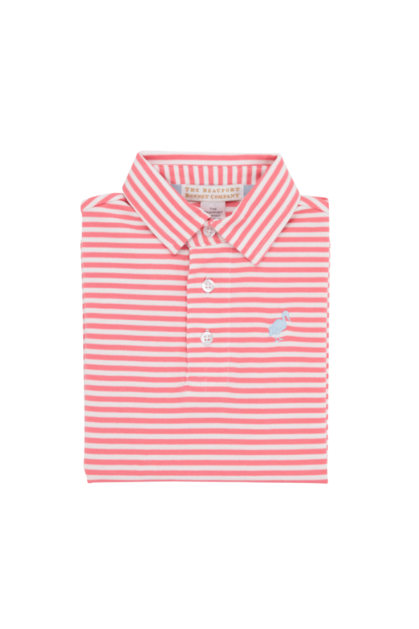 Prim and Proper Polo Short Sleeve Parrot Cay Coral Stripe