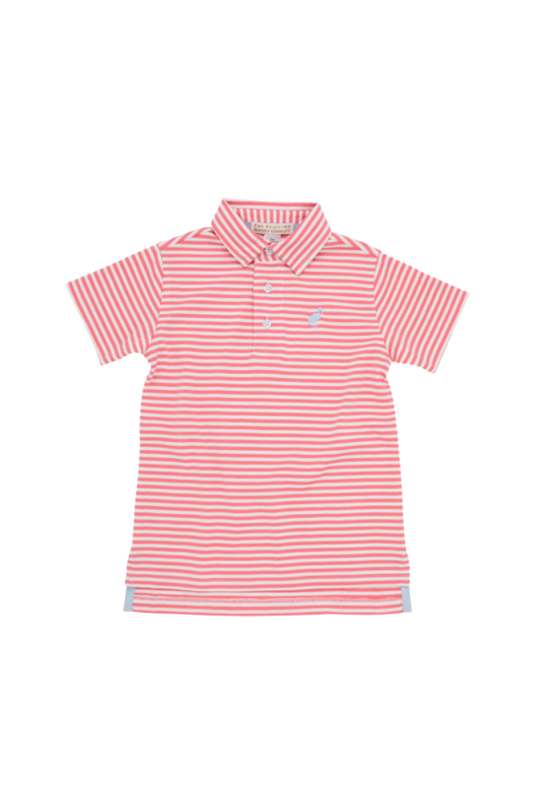 Prim and Proper Polo Short Sleeve Parrot Cay Coral Stripe