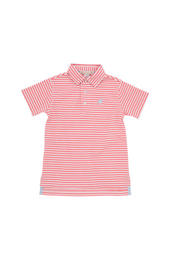 Prim and Proper Polo Short Sleeve Parrot Cay Coral Stripe