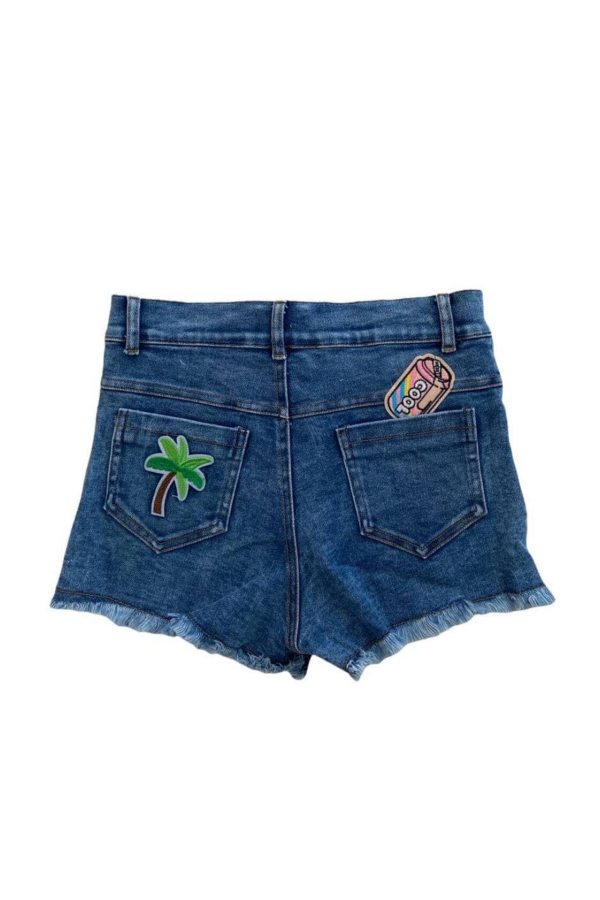 Rainbow Buttons Denim Shorts