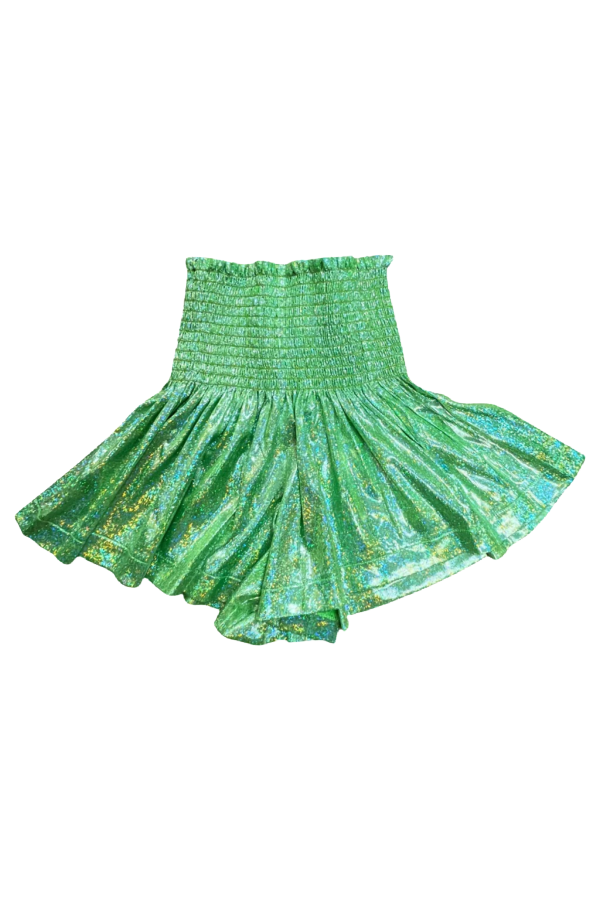 Kids Pleated Swing Shorts in Lime