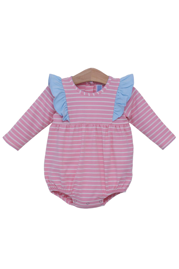 Madison Bubble Pink Stripe with Light Blue Ruffle