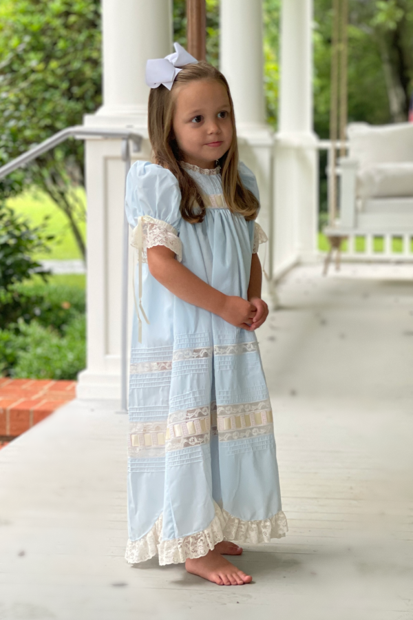 Heirloom Dress - Baby Blue with Ecru Lace