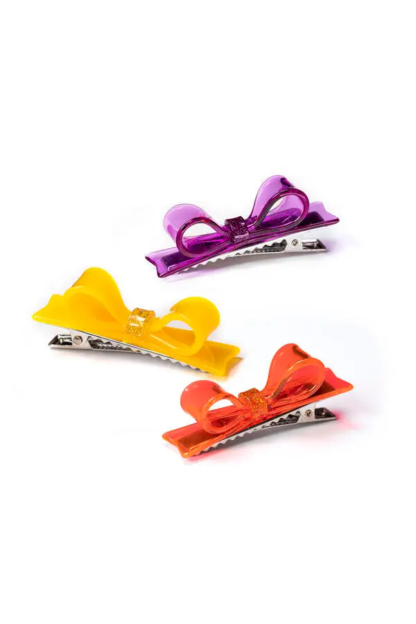 Bowtie Purple Red and Yellow Alligator Clips