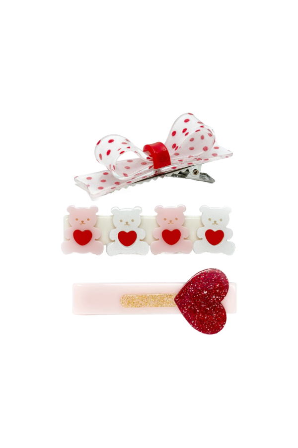 Cute Bears Heart Lollipop Alligator Clips