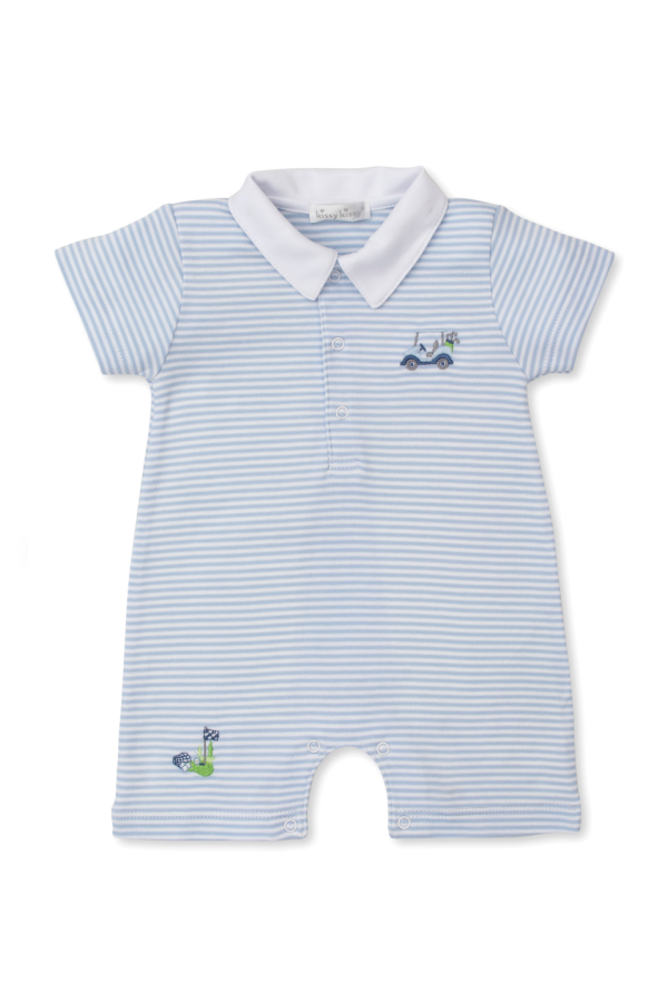 Golf Club Stripe Short Playsuit in Light Blue