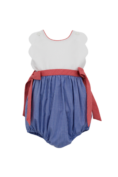 Scalloped Red Gingham Girl Sunbubble with Bows