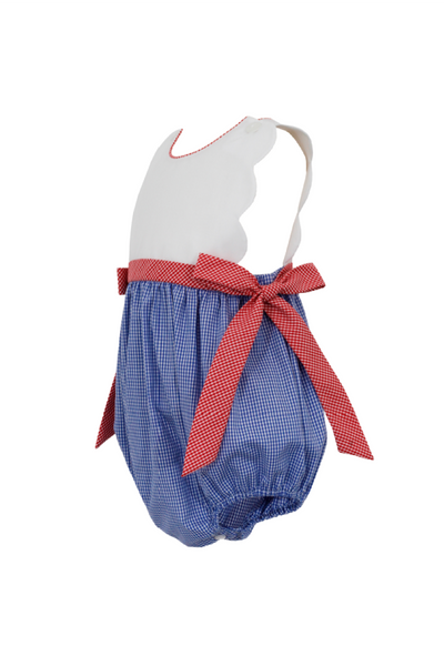 Scalloped Red Gingham Girl Sunbubble with Bows
