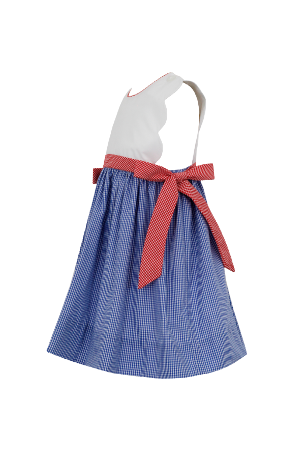 Scalloped Red Gingham Sundress with Bows