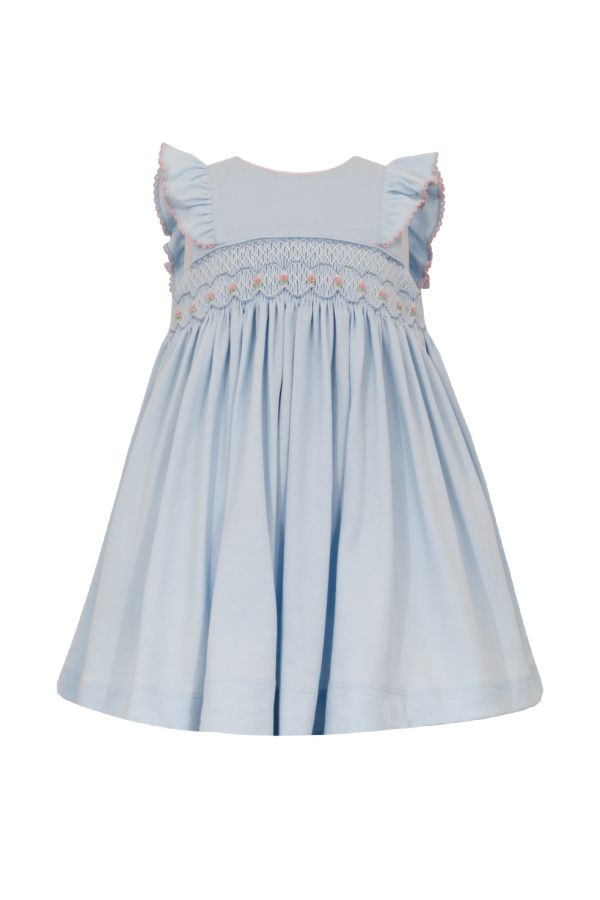 Lucia Light Blue Smocked Sleeveless Dress