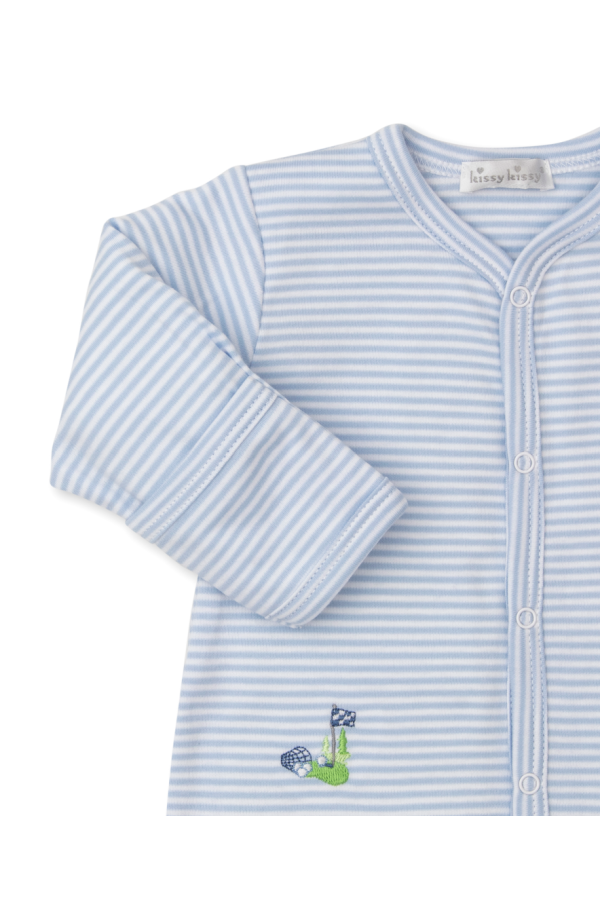 Golf Club Stripe Footie in Light Blue