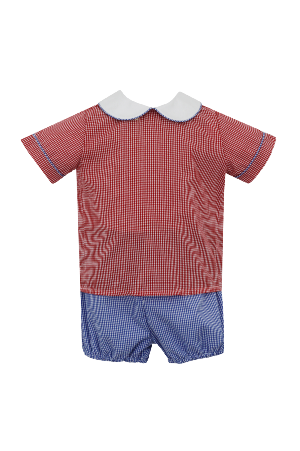 Red and Blue Gingham Diaper Set