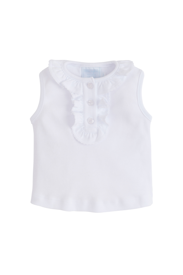 Ruffled Henley in White