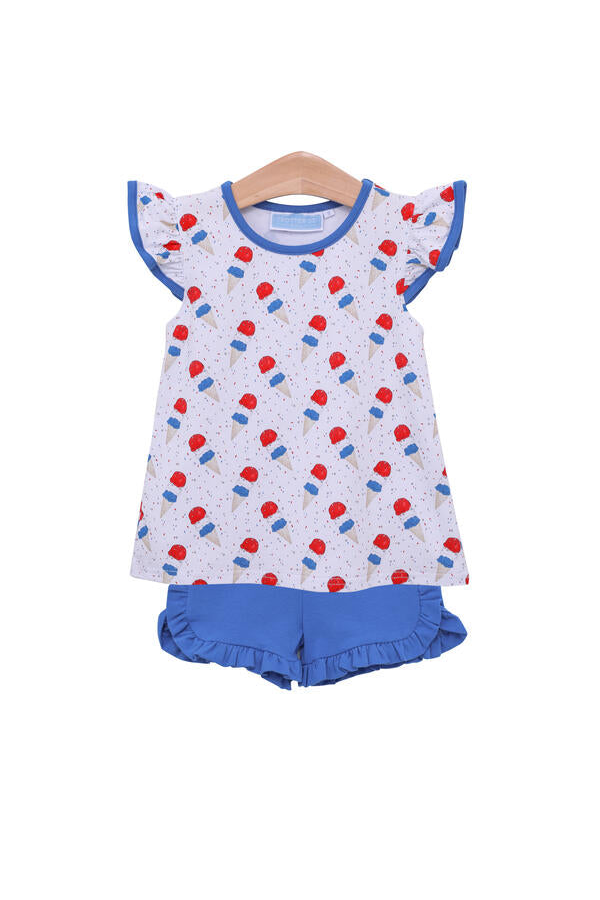 Patriotic Ice Cream Flutter Short Set