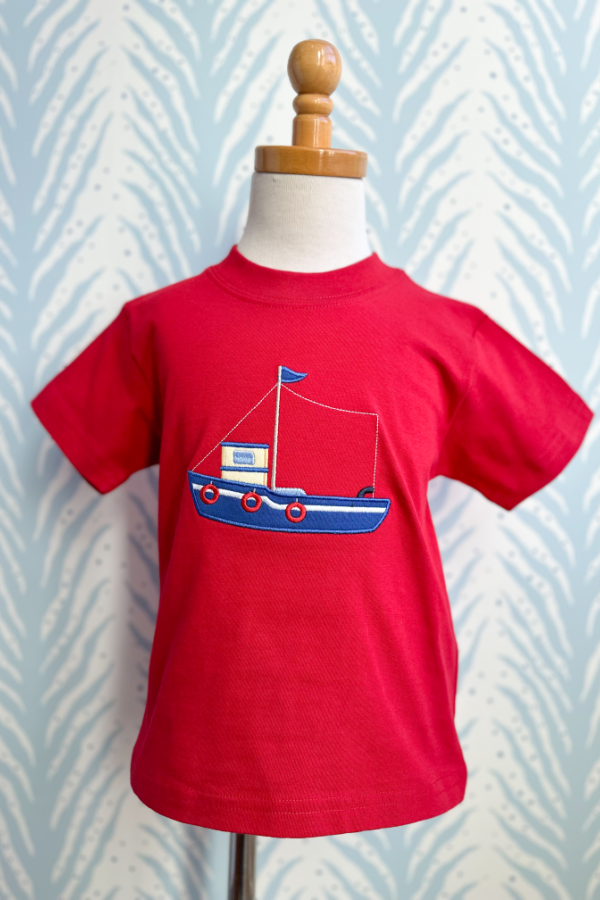 Fishing Boat Applique T-Shirt