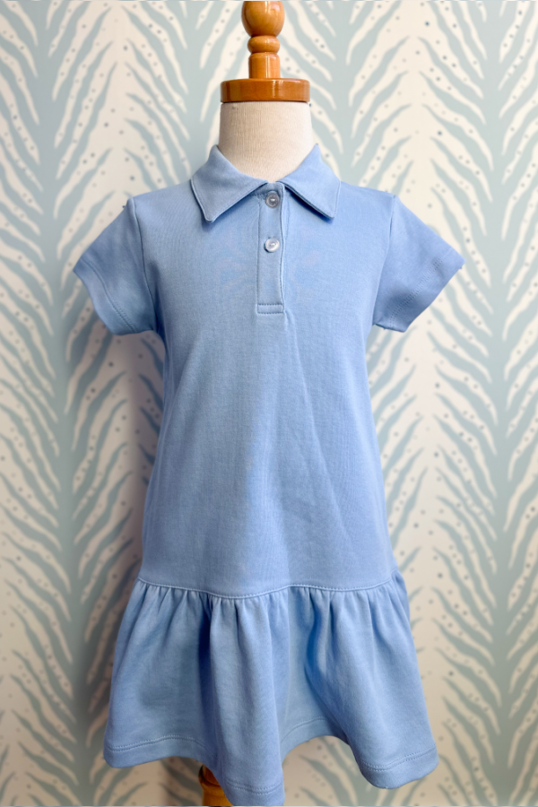 Short Sleeve Polo Tennis Dress in Blue