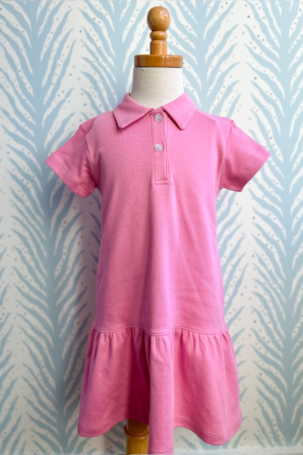 Short Sleeve Polo Tennis Dress in Pink