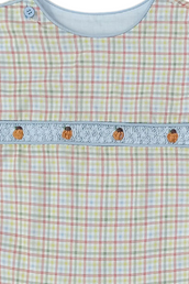Smocked Beau Pant Set Plaid and Blue Corduroy