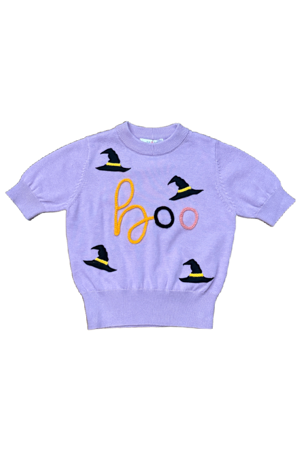 Boo! Lavender Short Sleeve Sweater